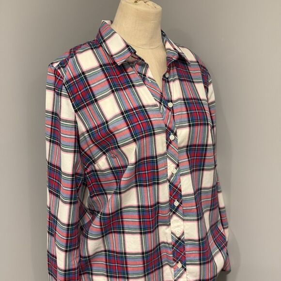 TALBOTS COTTON BUTTON FRONT SHIRT DECORATIVE PLAID SIZE S - Picture 3 of 10